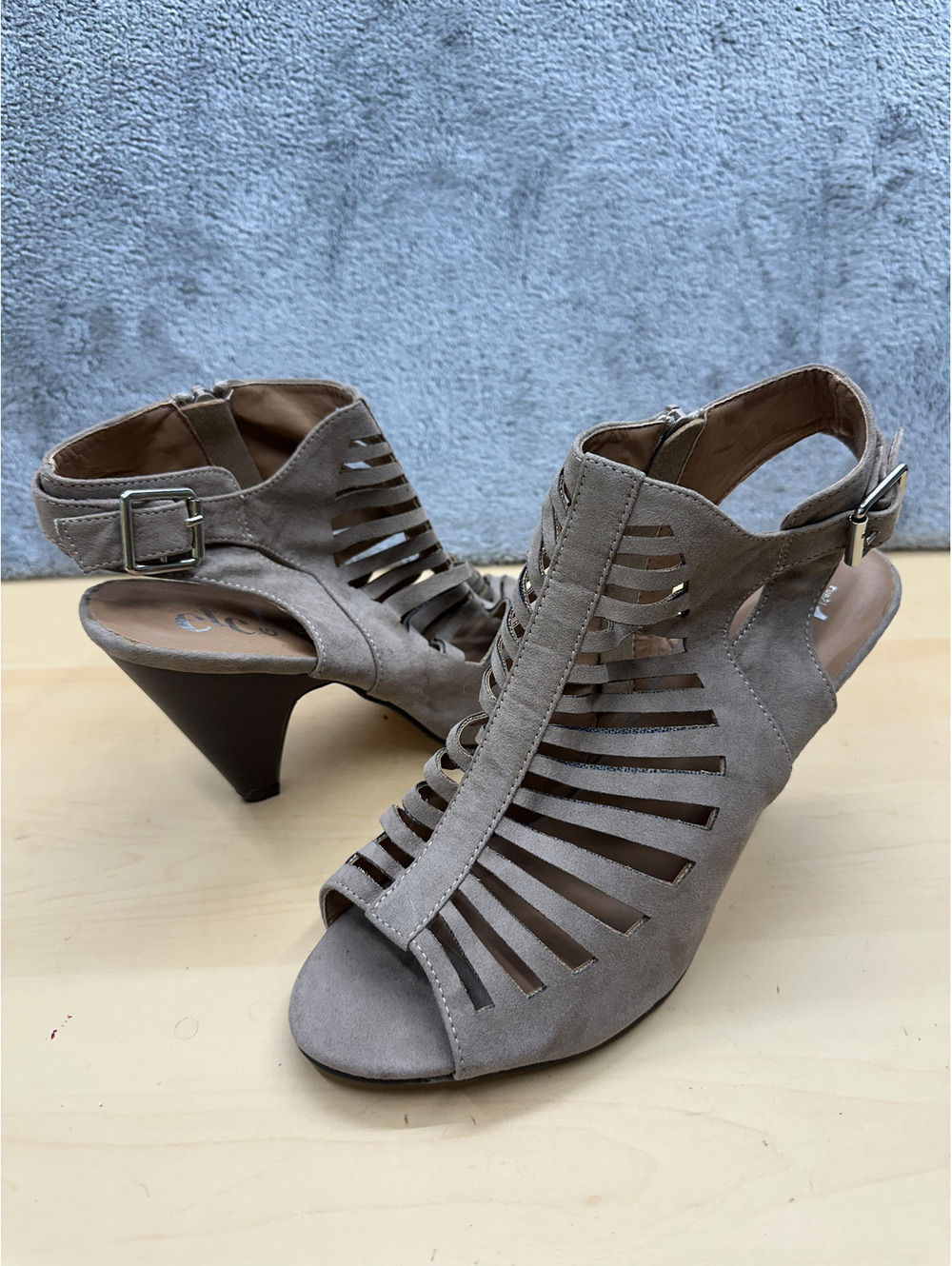 Rue21 Taupe Cutout Heeled Sandals Stylish Open Toe Mid Heel